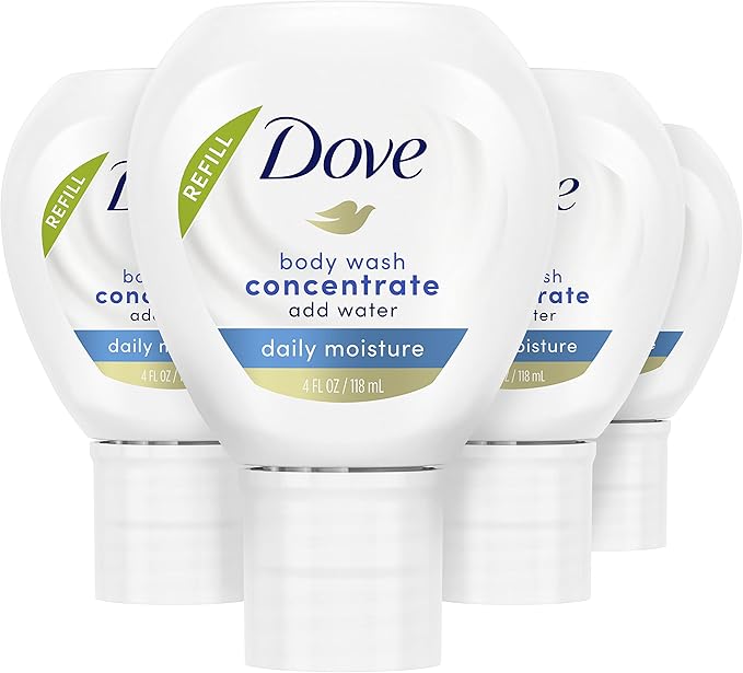 Dove Concentrate Refill for Instantly Soft Skin and Lasting Nourishment Daily Moisture Refill for use Reusable Bottle 4 fl oz (makes 16 fl oz of Body Wash) 4 count - Image 2